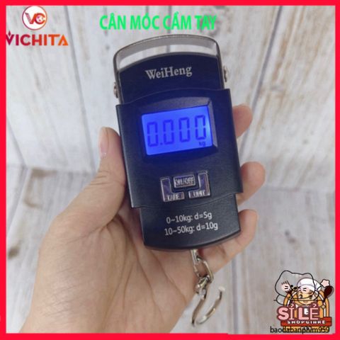 Cân Móc Treo Xách Tay WeiHeng 50kg - Thiết Kế Gọn Nhẹ, Tự Động Chốt Số, Tặng 2 Pin AAA - Công Cụ Cân Tại Chợ Tiện Lợi