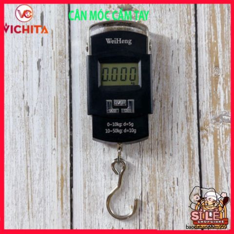 Cân Móc Treo Xách Tay WeiHeng 50kg - Thiết Kế Gọn Nhẹ, Tự Động Chốt Số, Tặng 2 Pin AAA - Công Cụ Cân Tại Chợ Tiện Lợi