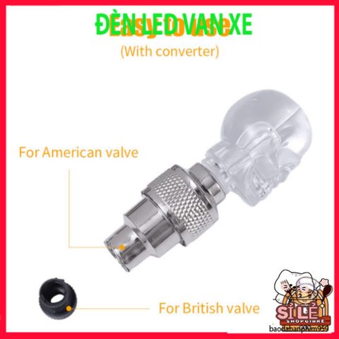 Bộ 2 Nắp Van Bánh Xe LED Đầu Lâu Phát Sáng - Đèn Lốp Xe Hơi, Xe Máy, Xe Đạp An Toàn, Nổi Bật Ban Đêm