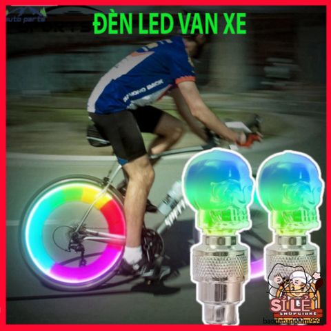 Bộ 2 Nắp Van Bánh Xe LED Đầu Lâu Phát Sáng - Đèn Lốp Xe Hơi, Xe Máy, Xe Đạp An Toàn, Nổi Bật Ban Đêm
