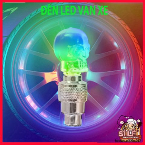 Bộ 2 Nắp Van Bánh Xe LED Đầu Lâu Phát Sáng - Đèn Lốp Xe Hơi, Xe Máy, Xe Đạp An Toàn, Nổi Bật Ban Đêm