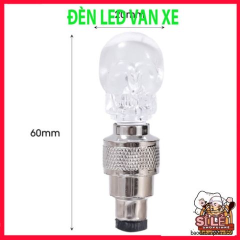 Bộ 2 Nắp Van Bánh Xe LED Đầu Lâu Phát Sáng - Đèn Lốp Xe Hơi, Xe Máy, Xe Đạp An Toàn, Nổi Bật Ban Đêm