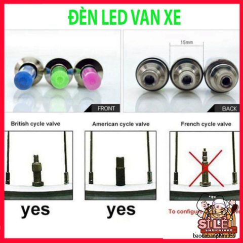 Bộ 2 Đèn LED Gắn Nắp Van Bánh Xe Đạp, Xe Máy, Ô Tô - Phụ Kiện Chiếu Sáng Độc Đáo, An Toàn Khi Di Chuyển