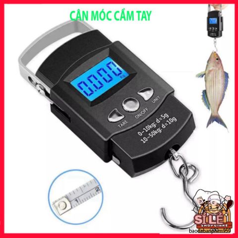 Cân Điện Tử Cầm Tay 50kg/10g LCD - Thiết Bị Tiện Lợi Cho Đi Phượt, Cân Cá, Có Băng Đo Kéo Dài 100cm
