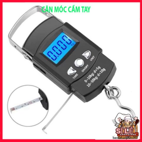 Cân Điện Tử Mini Cầm Tay - Cân Hành Lý 50kg với Móc Treo và Thước Đo, Tiện Lợi Cho Đi Du Lịch và Mua Sắm