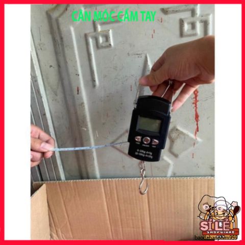 Cân Điện Tử Mini Cầm Tay - Cân Hành Lý 50kg với Móc Treo và Thước Đo, Tiện Lợi Cho Đi Du Lịch và Mua Sắm