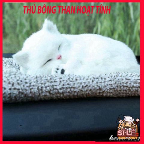 Mèo Trắng Bông Mềm Lõi Than Hoạt Tính - Khử Mùi, Lọc Không Khí Ô Tô & Thú Cưng - An Toàn, Dễ Thương Cho Xe Hơi