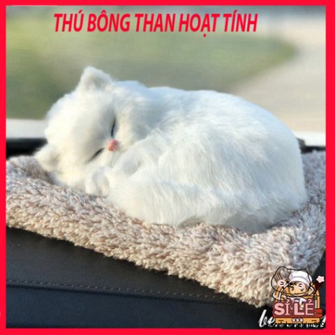 Mèo Trắng Bông Mềm Lõi Than Hoạt Tính - Khử Mùi, Lọc Không Khí Ô Tô & Thú Cưng - An Toàn, Dễ Thương Cho Xe Hơi