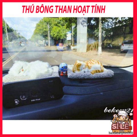 Mèo Trắng Bông Mềm Lõi Than Hoạt Tính - Khử Mùi, Lọc Không Khí Ô Tô & Thú Cưng - An Toàn, Dễ Thương Cho Xe Hơi
