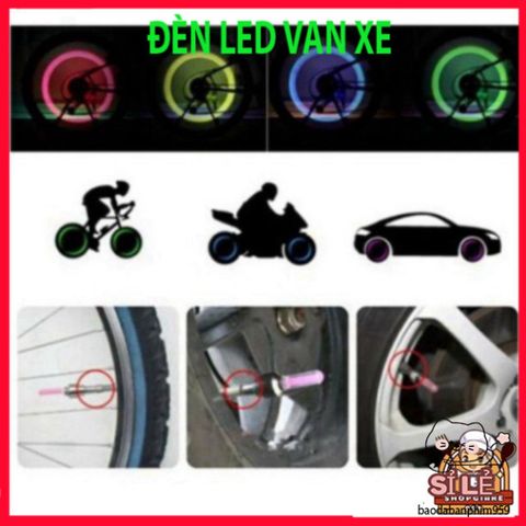 Bộ 2 Đèn LED Chóa Nắp Van Bánh Xe Đạp & Mô Tô - Đèn Phát Sáng Tự Động An Toàn Ban Đêm, Dễ Dàng Lắp Đặt