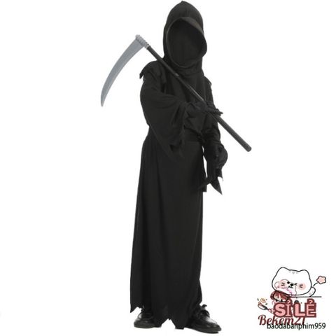 Bộ 4 Món Trang Phục Thần Chết Halloween - Áo Choàng, Mặt Nạ và Găng Tay Cho Người Lớn và Trẻ Em - Phụ Kiện Ma Quái độc đáo