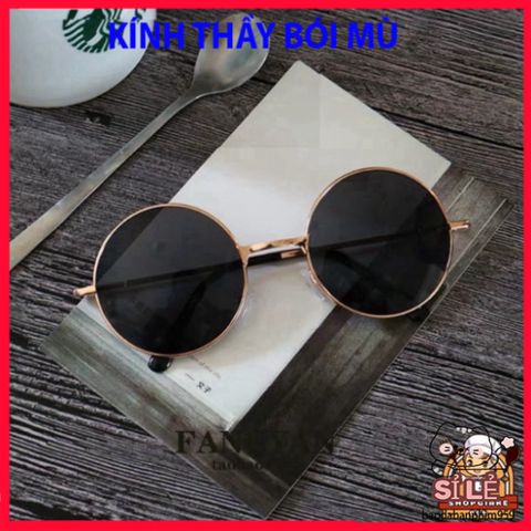 Kính Mát Thời Trang Góc Nhìn Tròn Sang Trọng Gọng Đen Vàng - Kính Bon Shop Dành Cho Phong Cách Trẻ Trung và Năng Động