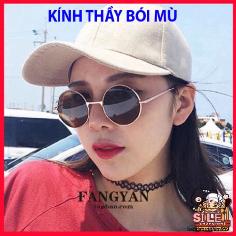 Kính Mát Thời Trang Góc Nhìn Tròn Sang Trọng Gọng Đen Vàng - Kính Bon Shop Dành Cho Phong Cách Trẻ Trung và Năng Động