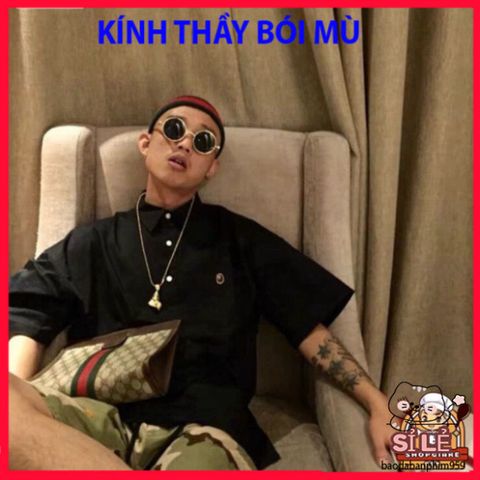 Kính Mát Thời Trang Góc Nhìn Tròn Sang Trọng Gọng Đen Vàng - Kính Bon Shop Dành Cho Phong Cách Trẻ Trung và Năng Động