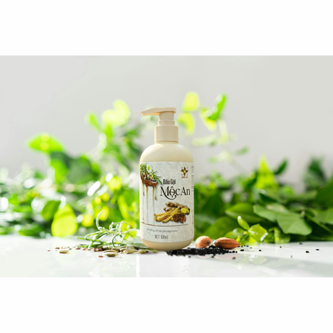 Dầu Gội Thiên Nhiên 300ml MỘC AN - Giảm Gàu, Dưỡng Tóc Khỏe Mượt từ Nhân Sâm, Gừng, Bồ Kết, Không Silicon