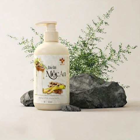 Dầu Gội Thiên Nhiên 300ml MỘC AN - Giảm Gàu, Dưỡng Tóc Khỏe Mượt từ Nhân Sâm, Gừng, Bồ Kết, Không Silicon