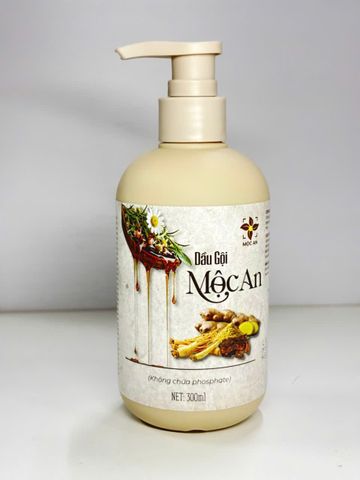 Dầu Gội Thiên Nhiên 300ml MỘC AN - Giảm Gàu, Dưỡng Tóc Khỏe Mượt từ Nhân Sâm, Gừng, Bồ Kết, Không Silicon
