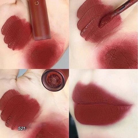 Son Kem Gucci Liquid Matte 521 Nellie Cherrie - Đỏ Gạch Sang Trọng, Độ Bám Màu Cao, Chất Lượng Chính Hãng, Đem Đến Đôi Môi Quyến Rũ