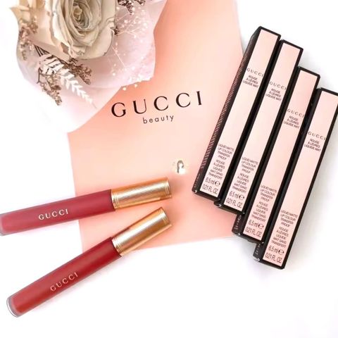 Son Kem Gucci Liquid Matte 521 Nellie Cherrie - Đỏ Gạch Sang Trọng, Độ Bám Màu Cao, Chất Lượng Chính Hãng, Đem Đến Đôi Môi Quyến Rũ