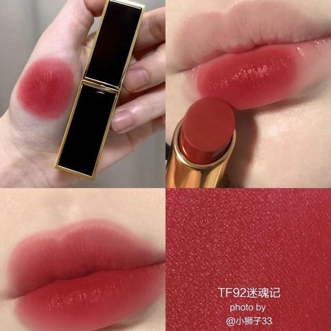 Son Tom Ford Lip Color Satin Matte 92 Charmed - Son Môi Đỏ Cherry Chính Hãng, Chất Son Mịn, Độ Bền Cao, Dưỡng Ẩm Tốt