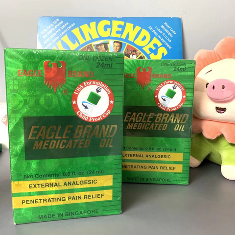 12 Chai Dầu Gió Xanh Con Ó 36ml - Dầu Xoa Bóp Giảm Đau, Made in Singapore, 2 Nắp Tiêu Chuẩn Mỹ, Hàng Chính Hãng