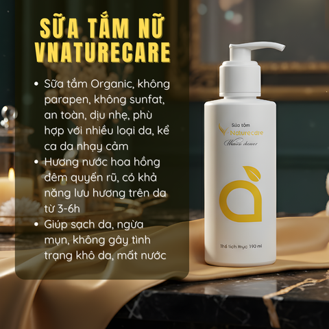 Sữa Tắm V-Naturecare Nữ - Hương Nước Hoa Quyến Rũ, Làm Sạch Da Mịn Màng, Dưỡng Ẩm Tự Nhiên, Trải Nghiệm Thư Giãn Như Spa