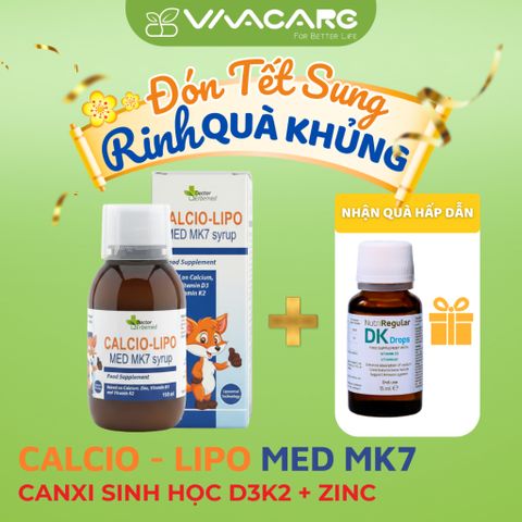 Siro Canxi Liposome Calcio-Lipo Med MK7 - Tăng Chiều Cao, Xương Chắc Khỏe Cho Trẻ Từ 1 Tuổi, Hương Cam Ngọt Ngào, 150ml