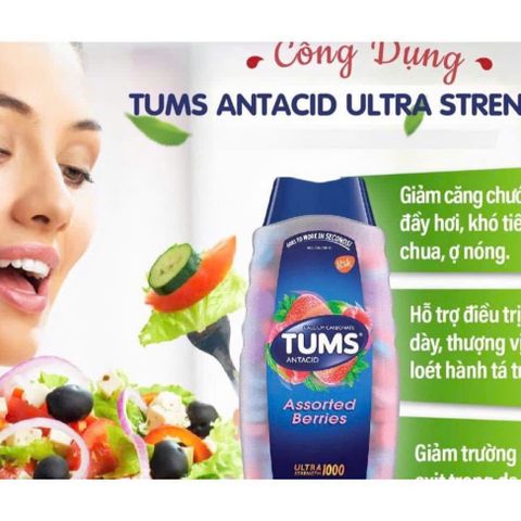 Viên Nhai Tums Antacid 265v - Giảm Ợ Nóng, Thư Giãn Bao Tử, Bổ Sung Canxi, Hương Vị Trái Cây, Hỗ Trợ Tiêu Hóa Cho Người Lớn và Thanh Thiếu Niên