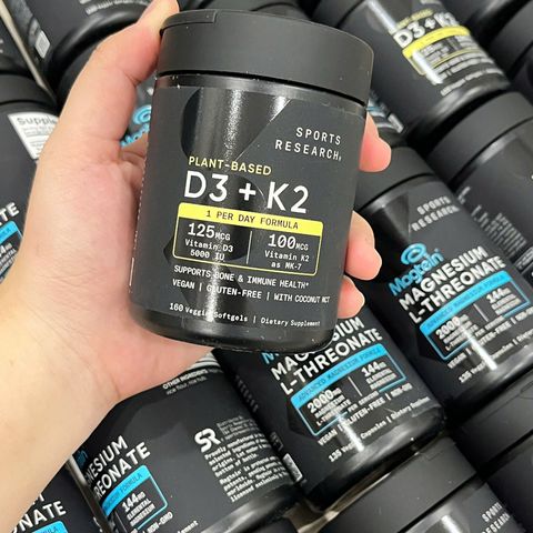 Viên uống bổ sung Vitamin D3 + K2 SR Sport Research 160viên - Tăng cường miễn dịch và xương chắc khỏe, thuần chay, không biến đổi gen