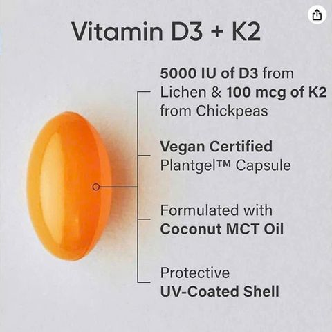 Viên uống bổ sung Vitamin D3 + K2 SR Sport Research 160viên - Tăng cường miễn dịch và xương chắc khỏe, thuần chay, không biến đổi gen