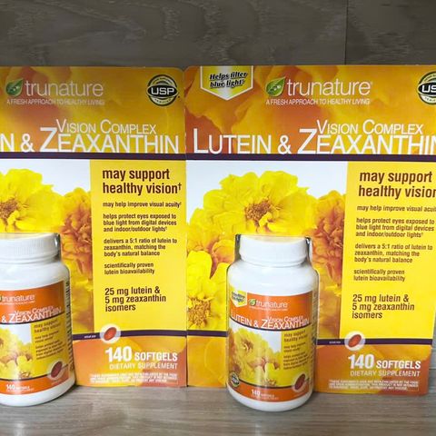Viên Uống Bổ Mắt Trunature Lutein & Zeaxanthin 140 Viên - Hỗ Trợ Cải Thiện Thị Lực, Bảo Vệ Mắt Khỏi Tia Cực Tím & Ánh Sáng Xanh