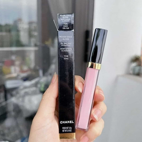 Son Kem Bóng CHANEL Rouge Coco Gloss 726 Icing - Son Dưỡng Môi Đẳng Cấp Hồng Ánh Kim Chính Hãng, Phản Chiếu Ánh Sáng, Sang Trọng