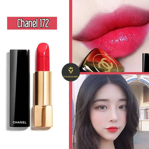 Son Chanel Rouge Allure Velvet Màu 172 Rouge Rebelle - Son Môi Cao Cấp Bóng Mượt, Đỏ Quyến Rũ Chính Hãng, Dưỡng Ẩm Tự Nhiên