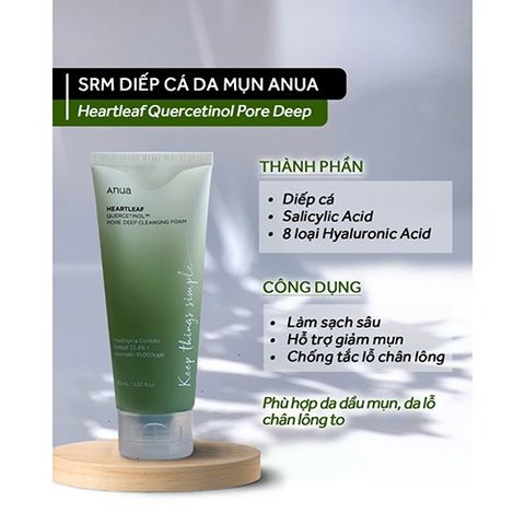 Sữa Rửa Mặt Diếp Cá Heartleaf Quercetinol 150ml - Sạch Sâu, Kiểm Soát Dầu, Phù Hợp Da Nhạy Cảm