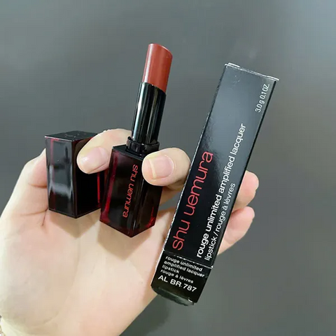 Son Shu Uemura Rouge Unlimited Amplified Lacquer AL BR 787 - Màu Đỏ Nâu Cao Cấp, Chăm Sóc Môi, Độ Bền Màu Cao, Sang Trọng