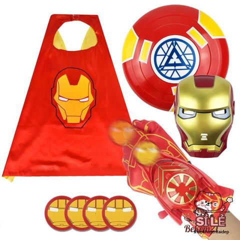 Bộ Trang Phục Siêu Anh Hùng Iron Man & Spider-Man - Cosplay Vải Thun Lạnh Co Giãn 4 Chiều, Gậy Ánh Sáng & Mặt Nạ Phát Sáng