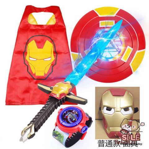 Bộ Trang Phục Siêu Anh Hùng Iron Man & Spider-Man - Cosplay Vải Thun Lạnh Co Giãn 4 Chiều, Gậy Ánh Sáng & Mặt Nạ Phát Sáng
