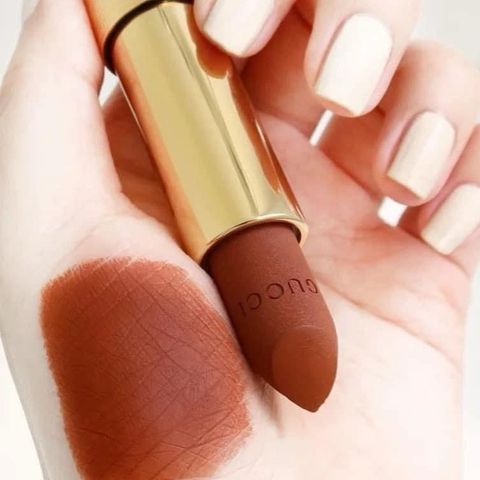 Son Gucci 308 Lucy Dark Orange Matte - Son Môi Cam Gạch Chính Hãng, Sang Trọng và Quyến Rũ, Chất Son Mịn Màng Dưỡng Ẩm