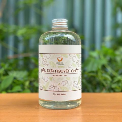 Dầu Dừa ép Lạnh Escoco 500ml - Dưỡng Da, Chăm Sóc Tóc, Làm Sạch Makeup - Tự Nhiên, An Toàn, Xuất Xứ Việt Nam