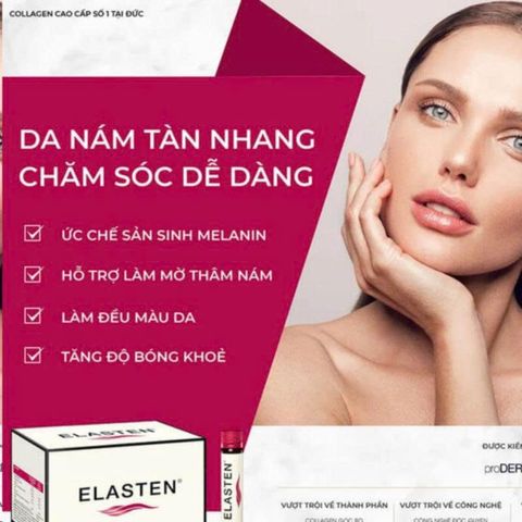 Collagen Elasten Đức Dạng Nước - Tăng Cường Đàn Hồi Cho Da Chống Lão Hóa - Hỗ Trợ Sức Khỏe Tóc & Móng - Hộp 28 Ống 25ml