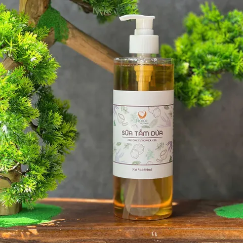Sữa Tắm Dừa Escoco 500ml - Dưỡng Ẩm Da Thiên Nhiên, Hương Thơm Dịu Nhẹ, Từ Dầu Dừa và Các Loại Dầu Thiên Nhiên