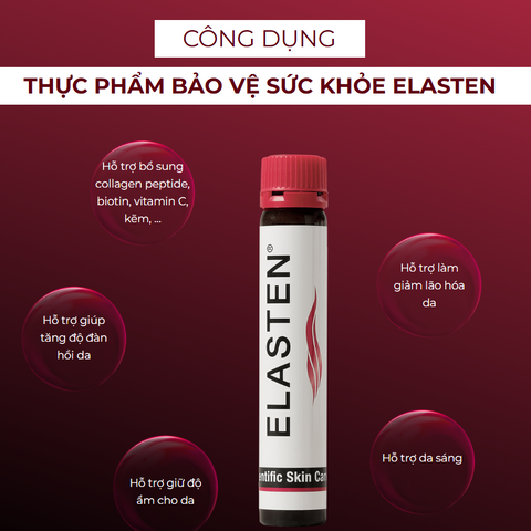 Collagen Elasten Đức Dạng Nước - Tăng Cường Đàn Hồi Cho Da Chống Lão Hóa - Hỗ Trợ Sức Khỏe Tóc & Móng - Hộp 28 Ống 25ml