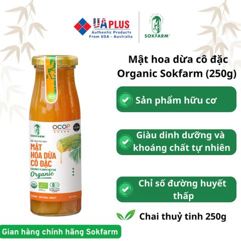 Mật Hoa Dừa Hữu Cơ Sokfarm 250g - Thay Thế Đường Tinh Luyện, Ổn Định Đường Huyết, Tự Nhiên, Vegan, Đặc Sản Việt Nam
