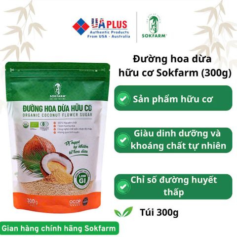 Đường Hoa Dừa Hữu Cơ Sokfarm 300g - Vị Ngọt Tự Nhiên, Thay Thế Đường Tinh Luyện, Giàu Khoáng Chất, Thích Hợp Cho Người Ăn Kiêng, Hỗ Trợ Tim Mạch