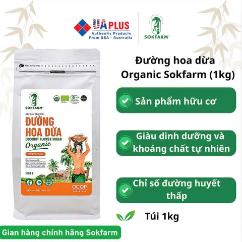 Đường Hoa Dừa Hữu Cơ Sokfarm 1kg - Vị Ngọt Tự Nhiên, An Toàn Cho Sức Khỏe, Thay Thế Đường Tinh Luyện, Phù Hợp Mọi Đối Tượng