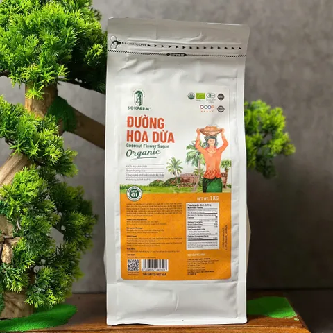 Đường Hoa Dừa Hữu Cơ Sokfarm 1kg - Vị Ngọt Tự Nhiên, An Toàn Cho Sức Khỏe, Thay Thế Đường Tinh Luyện, Phù Hợp Mọi Đối Tượng