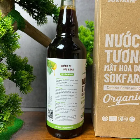 Nước Tương Mật Hoa Dừa Organic Sokfarm Ít Muối 500ml - Gia Vị Hữu Cơ Không Đậu Nành, Thích Hợp Cho Đồ Chấm và Nấu Ăn