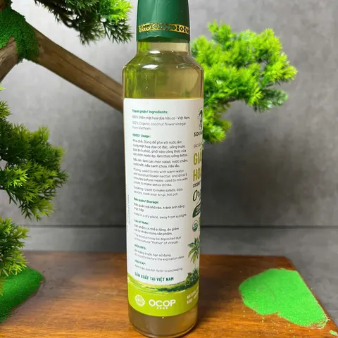 Giấm Mật Hoa Dừa Hữu Cơ Sokfarm 265ml - Giấm Tự Nhiên Không Biến Đổi Gen, Hỗ Trợ Tiêu Hóa và Khỏe Mạnh