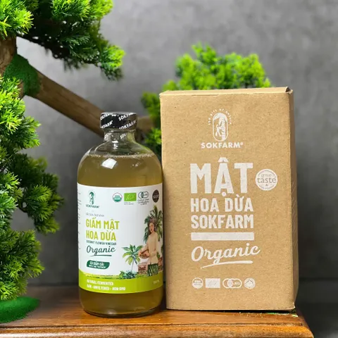 Giấm Mật Hoa Dừa Organic Sokfarm 500ml - Giấm Tự Nhiên Hỗ Trợ Tiêu Hóa & Tăng Cường Sức Khỏe, Không Biến Đổi Gen