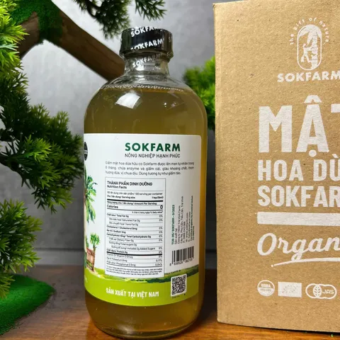Giấm Mật Hoa Dừa Organic Sokfarm 500ml - Giấm Tự Nhiên Hỗ Trợ Tiêu Hóa & Tăng Cường Sức Khỏe, Không Biến Đổi Gen